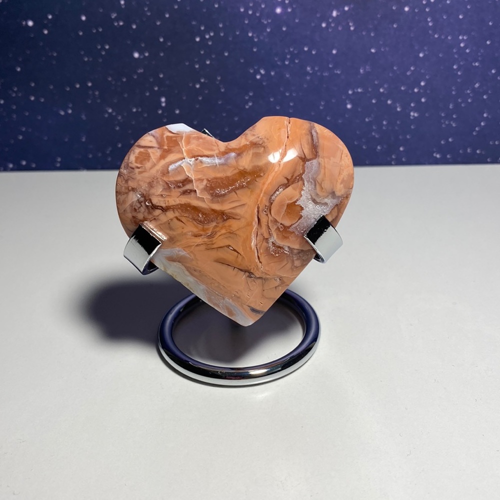 Pink Agate Heart (Comes with stand)